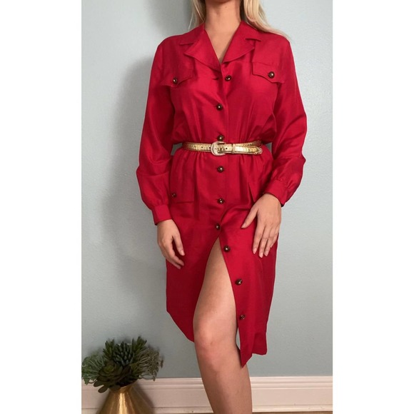 Classy Silk Red Dress Sz 12 - Picture 1 of 4